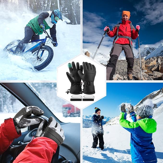 Ski Gloves,Snow Gloves,Waterproof Cold Weather Winter Gloves for Parent Boys Girls- Cycling, Driving, Running