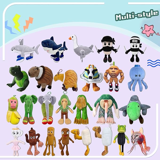 2025 Italian Brainrot Plush Tung Tung Tung Sahar Plush Rot Toy Tralalelo Tralala Toy Meme Shark Stuffed Animal Plushies Toy Figures Present for Kids