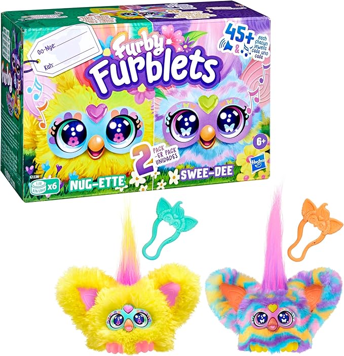 Furby Furblets 2 Pack of Spring Mini Friends Nug-Ette & Swee-Dee, Easter Egg & Chick Themed, Electronic Plush Toys, Multicolor, Back to School Gifts, Ages 6+ (Amazon Exclusive)