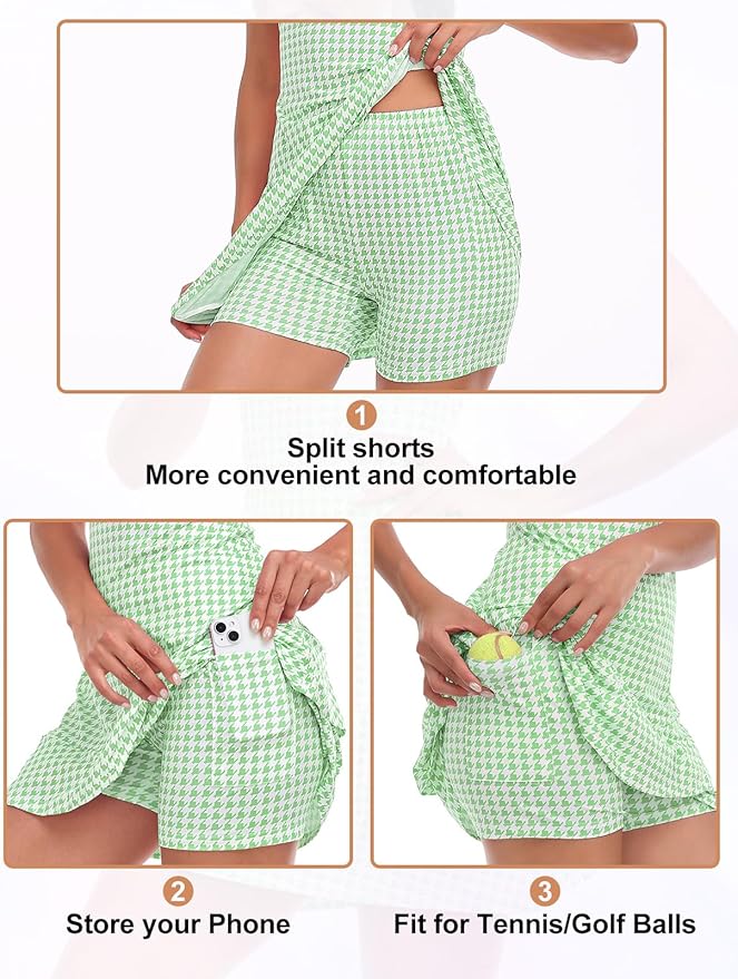 Viracy Tennis Dress for Women Sleeveless Golf Dresses with Shorts and Pockets Ruffle Zip Up Stand Collar Golf Outfits