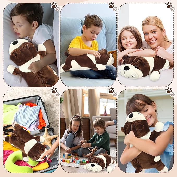 23.6" Huggable Dog Plush, Cute Stuffed Animal, Soft Adorable Cuddle Companion for Kids, Christmas Birthday Plush Pillow Gift for Boys and Girls