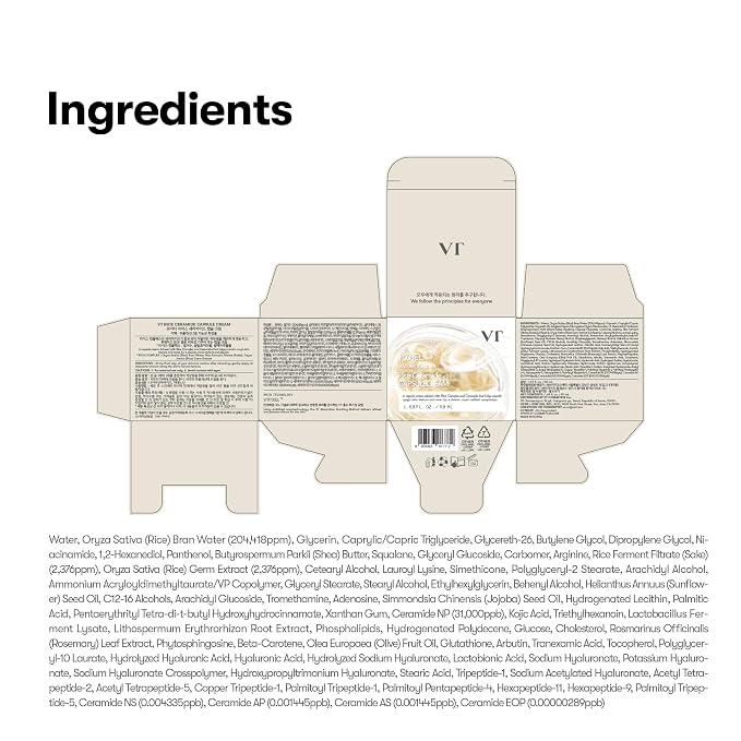 VT COSMETICS Rice Ceramide Capsule Cream, Hydrating Gel Cream with Encapsulated Rice Extract (230,000 ppm) & 5 Types of Ceramides, Brightening & Barrier Care Moisturizer, Korean Skincare (1.69fl oz)