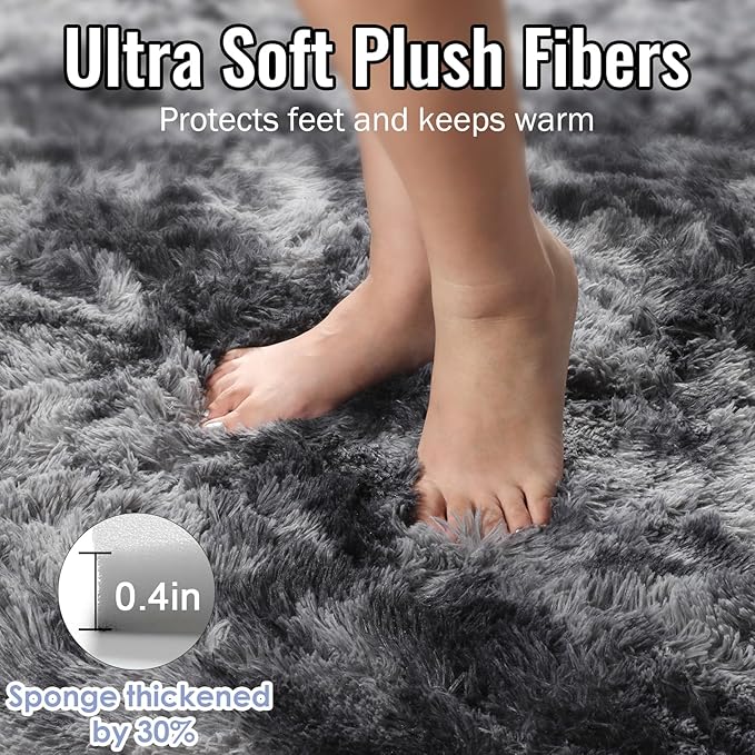 PAGISOFE Super Soft Runner Rugs for Hallway 2' x 6', Abstract Grey Fluffy Rug Home Decor Aesthetic, Plush Long Bedside Rugs, Bedroom Carpet Indoor Fluffy Shaggy Furry Throw Rug for Teen Dorm Nursery