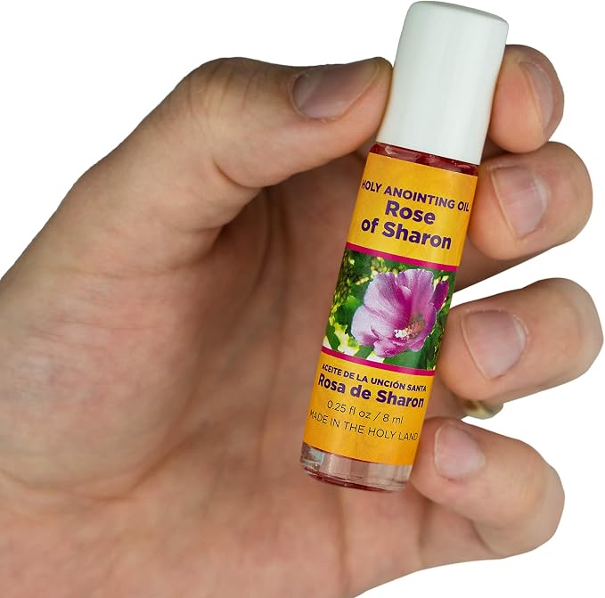 Rose of Sharon Holy Land Anointing Oil from Israel, 1/4 oz Roller Bottle from Jerusalem, Locally Sourced Essences, Gift for Pastors, Priests, Rabbi, & Clergy, Aceite Ungido de Rosa de Sharon