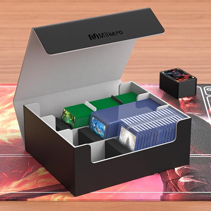 Mlikero Card Deck Case for Trading Cards 1800+, Trading Card Storage Box Fits Toploader and Magnetic Card Holder, Leather Magnetic Closure Deck Box Fit for MTG, TCG