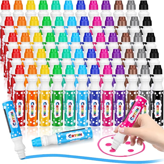 Crtiin 60 Pack Bingo Daubers Bulk 12 Assorted Colors Dot Markers 1.35 oz Dot Markers Paint Set Bingo Game Supplies for Kids Toddles Adults Art Painting Drawing Craft Coloring Party Gift