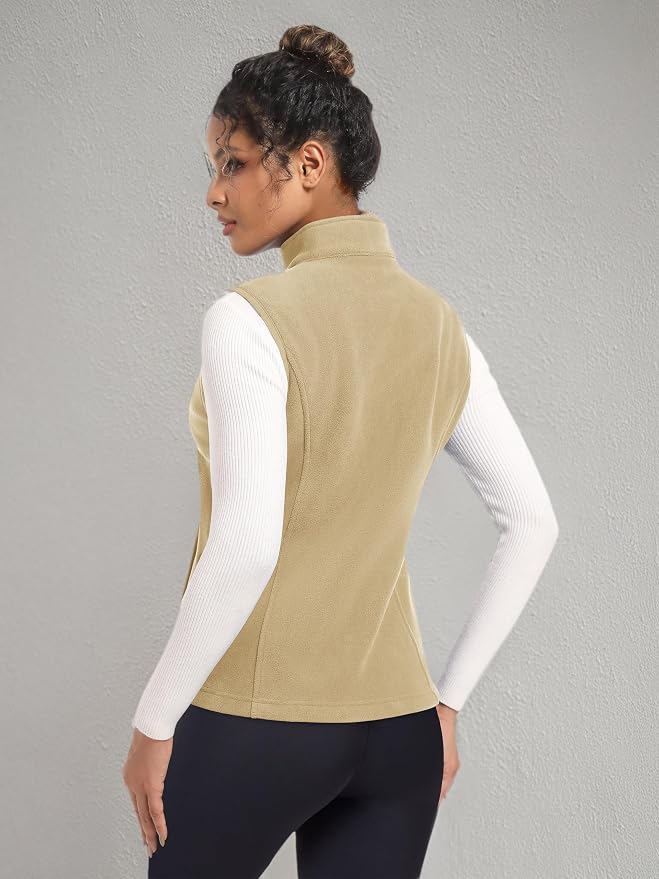 MAGCOMSEN Women's Fleece Vest Outerwear Sleeveless Lightweight Zip Jackets Warm Soft Vests with Zipper Pockets