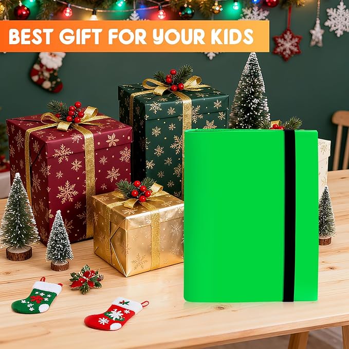 Card Binder 9 Pocket, PP Cover Trading Card Binder for 360 Cards, Sturdy Card Collection Album, Card Holder Folders for MTG, TCG, Game Cards & Sports Cards (Green)