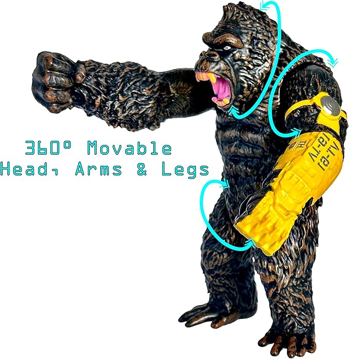 TwCare King Kong: The New Empire, Dinosaur Dragon Attack Action Figure 7” Fight Mode Gorilla Ape Solid Wild Movie Series, Travel Bag