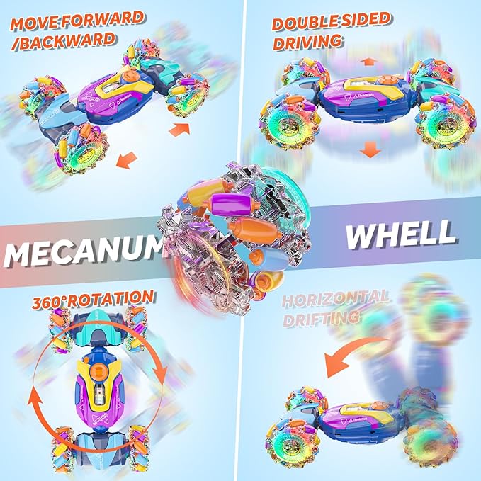 maxkes Gesture Sensing RC Stunt Car - Boys Toys Age 6-8-12, 4WD Hand Controlled Remote Control Twist Car with Light & Music, Cool Birthday Presents and Ideas Gifts for Kids Age 7 9 10 11 12 Years Old