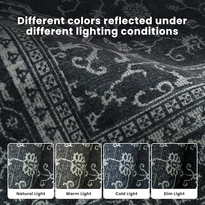Washable Rugs 8x10 Area Rugs for Living Room,Bedroom,Dining Room- Soft Low Pile Stain-Resistant Carpet with Non-Slip Rubber Backing,Large Vintage Area Rug for Farmhouse Nursery Home Office Decor | Ultra Soft Low Pile Faux Wool,Non-Slip & Non-Shedding,S...