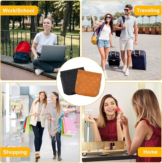 2 PCS Small Makeup Bag for Women, Small Pouches for Purse,Mini Checkered Cosmetic Bag Waterproof Pouch for Travel Storage bag, for Cosmetics Headphones Jewelry Cosmetic Lipstick Coins (Black,Brown)
