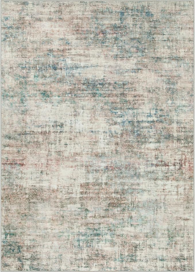 6x9 Area Rugs Washable Rug: Large Modern Abstract Living Room Rug Soft Anti-Skid Thin Carpet Indoor Floor Non-Shedding Carpets for Bedroom Dining Room Farmhouse Nursery Home Office Multi Color
