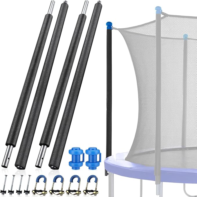 TOBWOLF Trampoline Poles Replacement, Universal Trampoline Replacement Enclosure Poles with Safety Foam Sleeves, Fits 12-16FT Trampolines