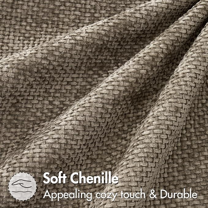 MIULEE Decorative Couch Throw Pillow Covers 22x22 Inch Neutral Khaki 2 Pack | Modern Boho Accent, Soft Chenille Pillow Covers, Farmhouse Cushion Cases for Home Decor Bed Sofa Living Room