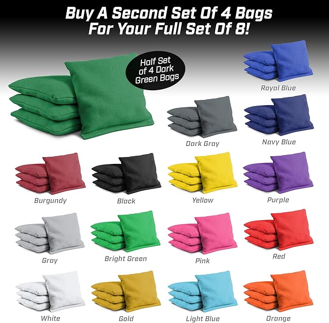 GoSports Cornhole Bean Bags Set of 4-16 Colors Available - Regulation All Weather, Mix and Match