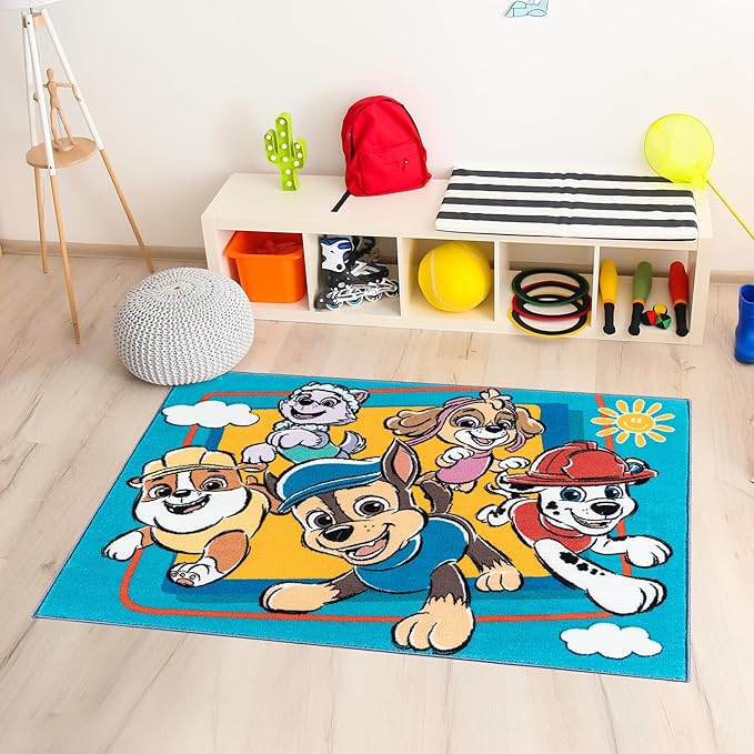 Gertmenian Paw Patrol Indoor Area Rug - 3x5 Small, Non-Slip, Ideal for Children in Bedroom, Game Room, Classroom, Nursery or Play Area - Paw Patrol Team, Blue/Red, 28022