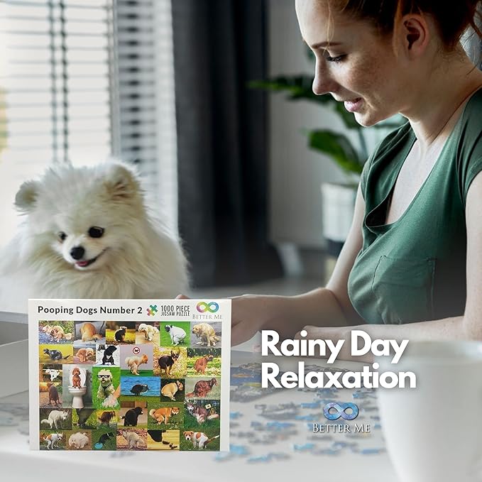 Pooping Dogs 1000-Piece Puzzle for Adults - Funny Pooping Puppy Gag Jigsaw Puzzle for Dog Lovers & Puppy Owners, Great Prank Gift (1000 Pieces)