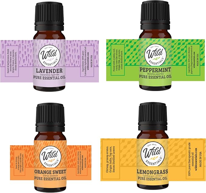 Wild Essentials Dolphin Enamel Aromatherapy Car Vent Air Freshener Essential Oil Diffuser with Vent Clip 8 Color Pads 100% Pure Essential Oils (Lavender, Peppermint, Lemongrass, Orange) Gift Set