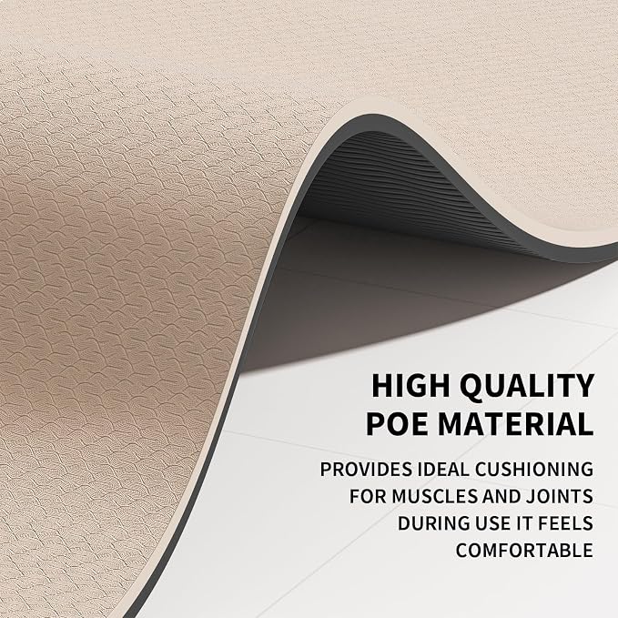 Large Yoga Mat (6'x 4')-POE 0.28''/0.32''/0.4'' Thick Fitness Mat, Eco-Friendly Exercise Mat for Home Workouts, Ideal for Yoga and Pilates