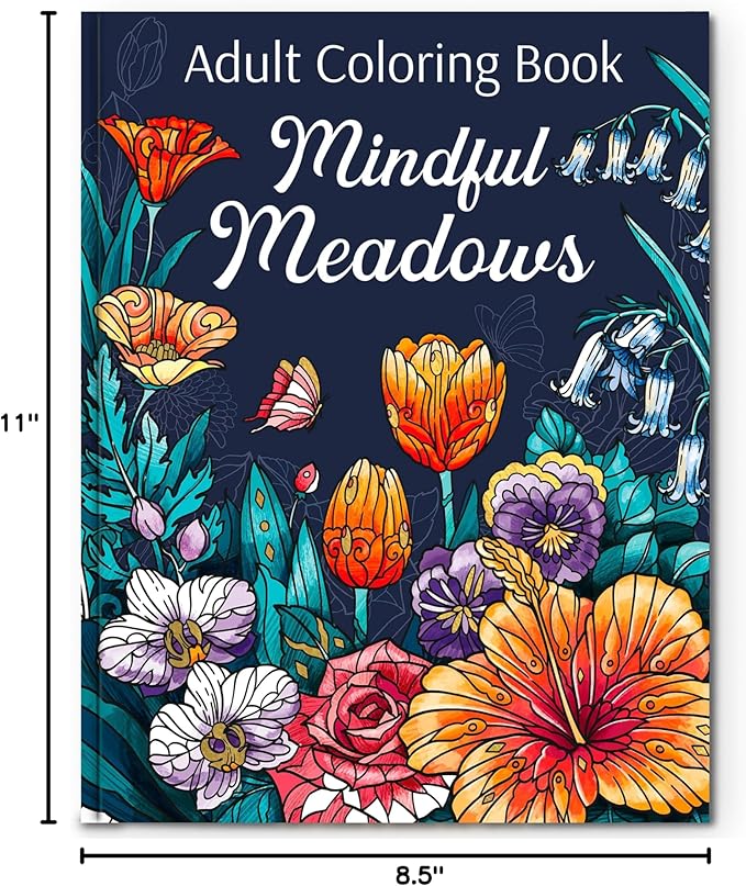 Flower Coloring Book for Adults with 31 Botanical Designs and Virtue Prompts – Plant Coloring Book for Mindfulness, Calming Stress Relief and Relaxation Gifts for Women & Men, Tear-Out Pages
