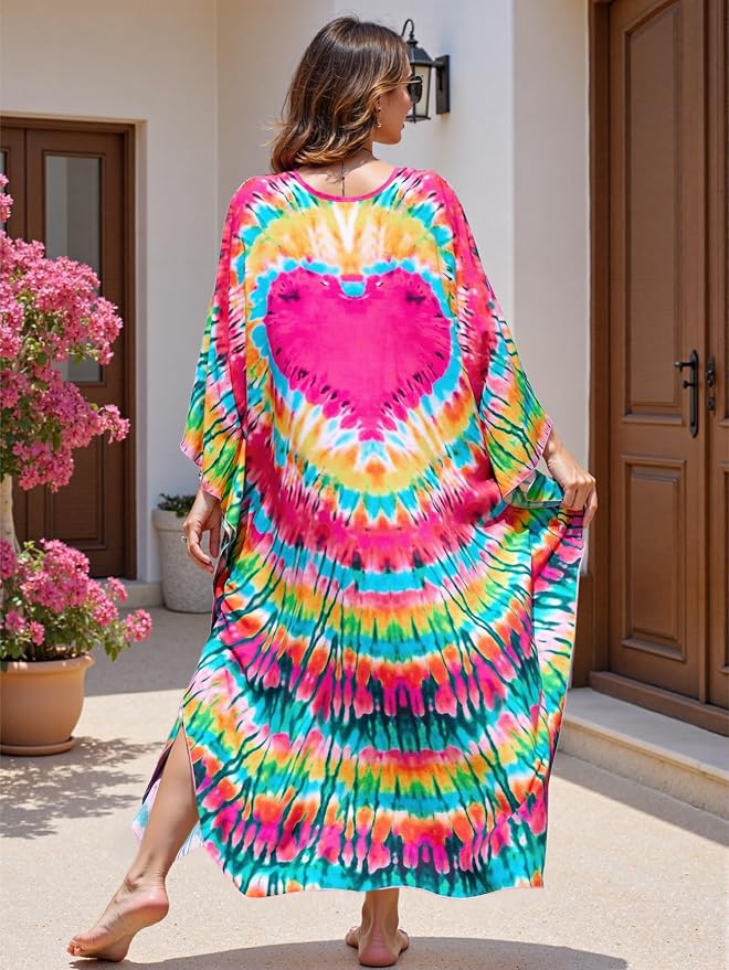 Mumu Dresses for Women Plus Size, Bohemian Kaftan Beach Cover Up Long Maxi Nightgown Soft Loungewear