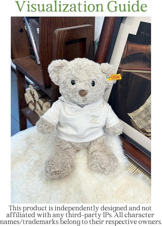 9-12''/30cm Plush Animals Clothes Cotton Hoodie & Checkered Shorts Set for Bashful Bunny and Teddybear(NO Doll)