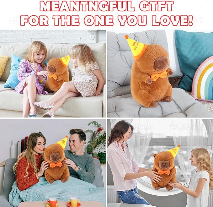 Cute Capybara Plush Toy 13.8 inch, Soft Capybara Stuffed Animal Plushies Pillow Birthday Gift for Kids