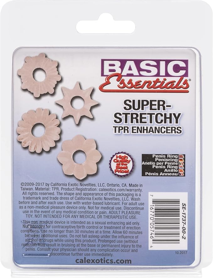 California Exotic Novelties Basic Essentials Super Stretchy Tpr Enhancers, Clear