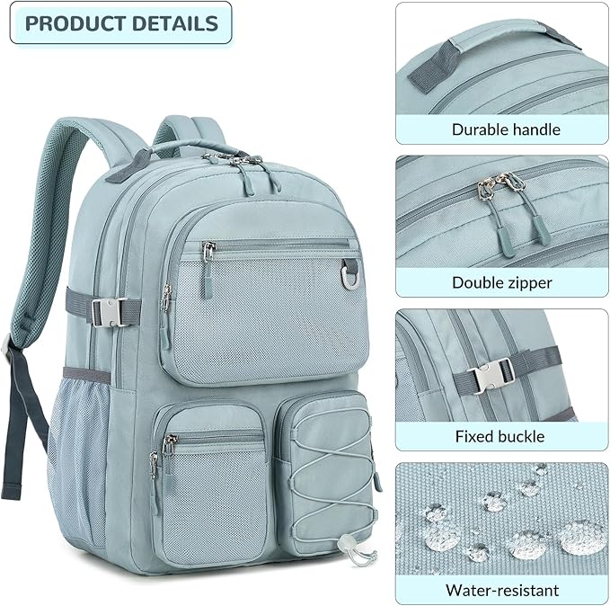 Lohol Multi-Pocket Backpack for Travel College, Heavy Duty Big Bookbag with 15.6 inch Laptop Compartment (Pink Galaxy