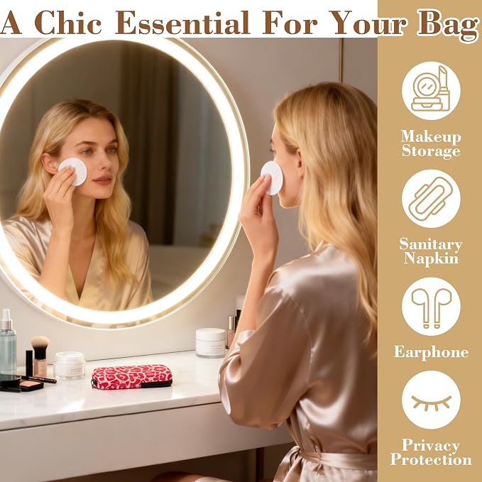 2 Pack Portable Tampon Holder Zippered Pouch with Snap Hook, Waterproof Travel-Friendly Discreet Period Bag, Feminine Products Organizer for Women Purse (Leopard)