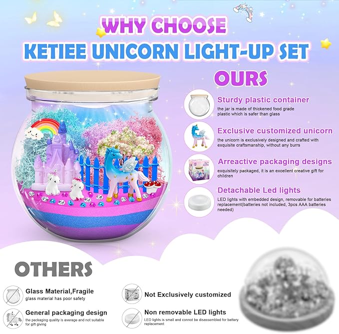 CS COSDDI Unicorn Gifts for Girls Age 3-9, Craft Kits for Kids Age 3-8 Unicorn Toys Birthday Presents, Toys for 3 4 5 6 Olds Girls Make Your Own Night Light Birthday Christmas Gifts for Kids