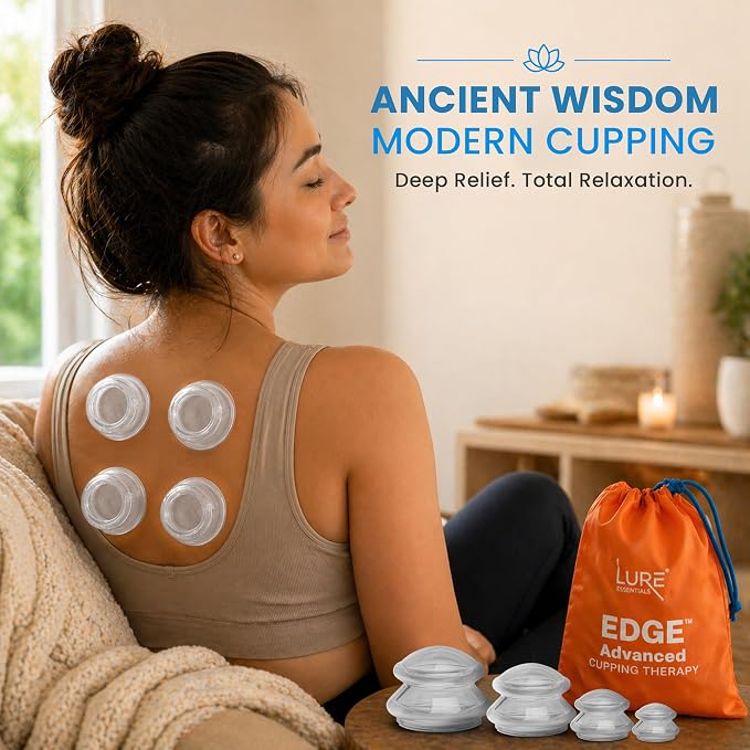 Silicone Cupping Therapy Set Professional Massage Cupping Cups for Cupping Therapy - 8 Cup Kit for Massage, Myofascial Release, Cellulite Reduction - Pack of 2 (Lure Clear)