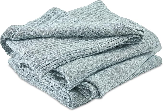 EMME Cotton Muslin Twin XL Blanket Breathable Gauze Soft Lightweight Blankets Adults Gifts for Women (Heather Teal, 66"x90")