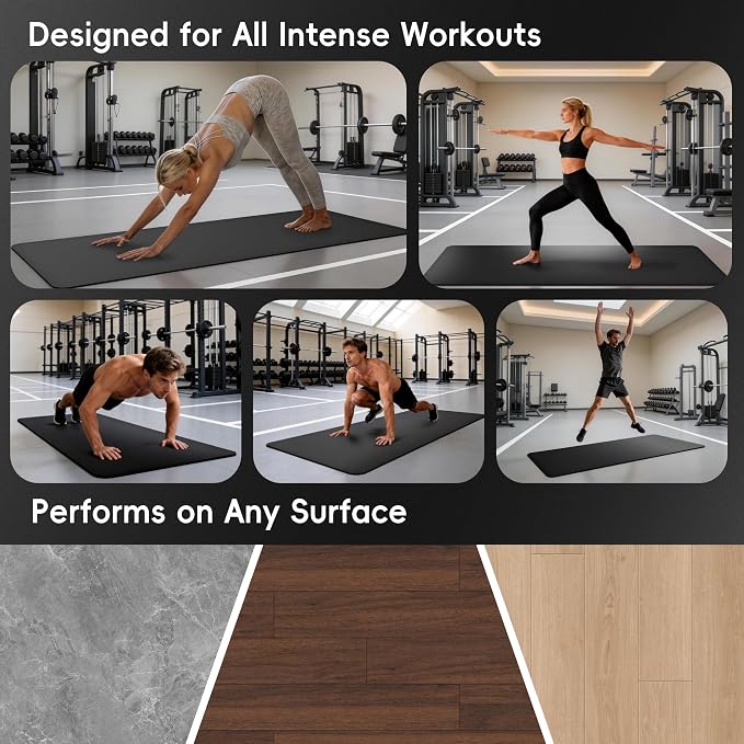 Professional PU & Natural Rubber Yoga Mat – Non Slip 5mm Thick Workout Mats for Women & Men, 72"x27" Wide Exercise Pad for Hot Yoga, Pilates, HIIT & Home Gym – Strap Included