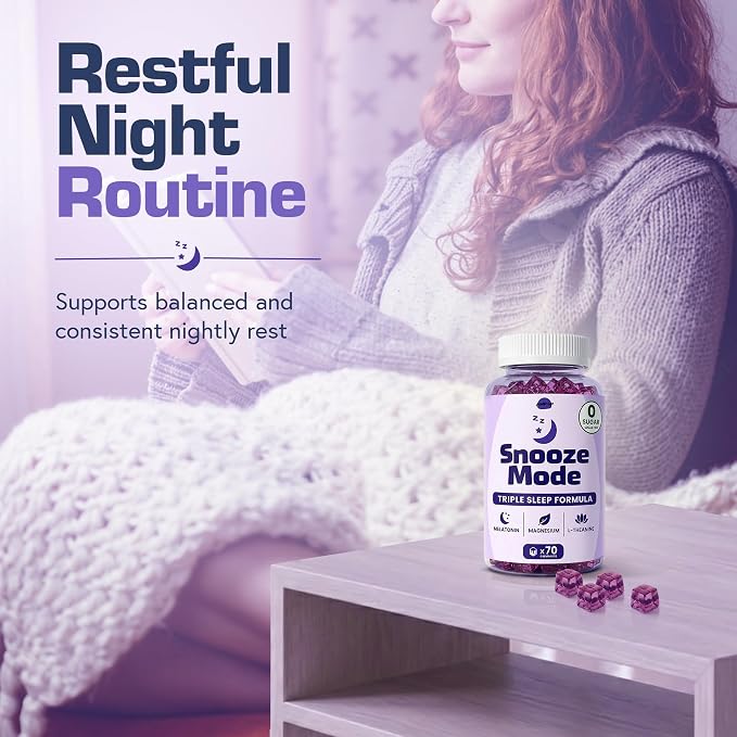 AmpUp Melatonin Gummies 5mg, Sleep Gummies for Adults, Magnesium & L-Theanine, Sugar Free, Non GMO & Vegan, Grape Flavor, 70 Counts, Sleep Aid Supplement for Calm Night Routine Support