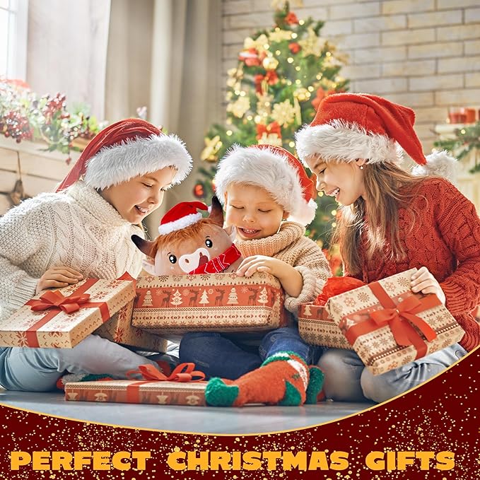Christmas Cow Stuffed Animal: 8-Inch Cute Highland Cow Plush Toy with Festive Scarf Soft Plushie Pillow, Perfect Christmas Holiday Birthday Gifts for Kids Girls Boys