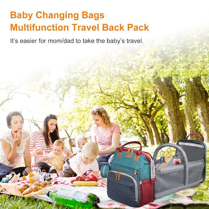 Astro alan Baby Diaper Bags with Changing Station, Waterproof Diaper Bag Backpack for Moms Dads with USB Charging Port, Baby Shower Gifts, Large Capacity diaper backpack, Red-Green-Blue