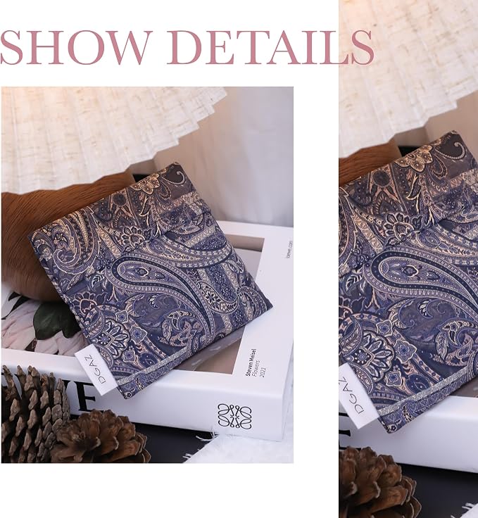 DGAZ Sanitary Napkin Storage Bag, Period Bag for Teen Aged Girls, Portable Period Bag for Panty Liners/Menstrual Cup/Small Tampons,Mini Makeup Bag for Purse(Blue Paisley)