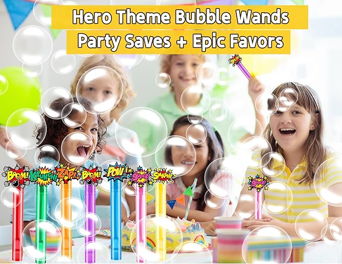 24PCS Bubble Wands Toys for Kids Hero Birthday Party Favors Supplies Decorations, Classroom Prizes, Pinata Fillers, Goodie Bag Stuffers Gifts, Easter Fillers
