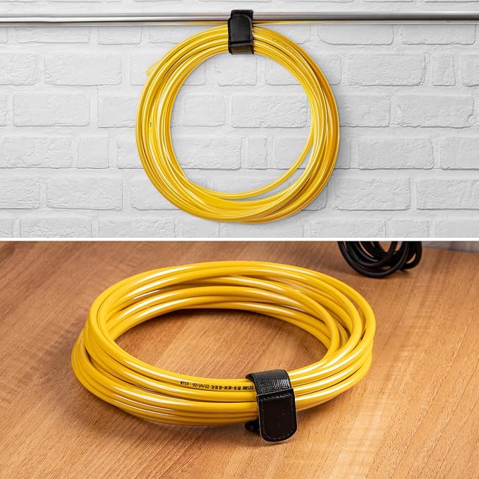 Trilancer Elastic Cinch Straps with Anti-Slip Strips, 6’’ x 1’’ (10 Pack) Heavy Duty Multipurpose Hook and Loop Straps for Extension Cords, Cables, Ropes,Hoses, Bike,Pant Garters,Garage and Workshop