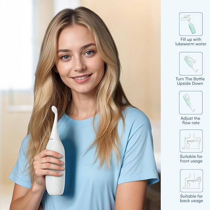 The Original HAPPYPO Travel Bidet - Handheld Bidet for Gentle Cleansing - Portable Hygiene Bottle for Home or Travel - Replaces Wet Wipes and Douche Bottles for Women