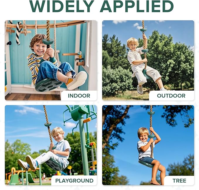 Climbing Rope Tree Swing with Platforms and Swing Seat Outdoor Playground Accessories for Kids Including Hanging Strap & Carabiner