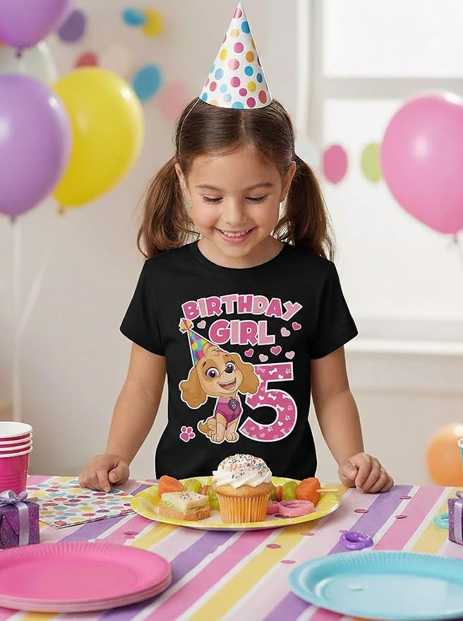 Skye Paw Patrol 4th Birthday Girl Shirt for 4 Year Old Girls - Pup-Themed Party Toddler T-Shirt