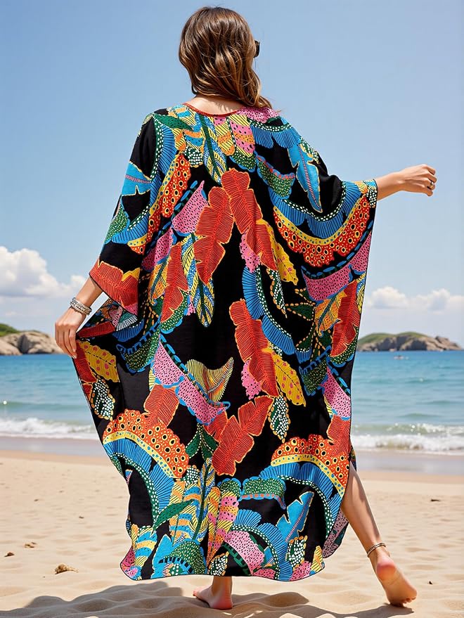 Mumu Dresses for Women Plus Size, Bohemian Kaftan Beach Cover Up Long Maxi Nightgown Soft Loungewear