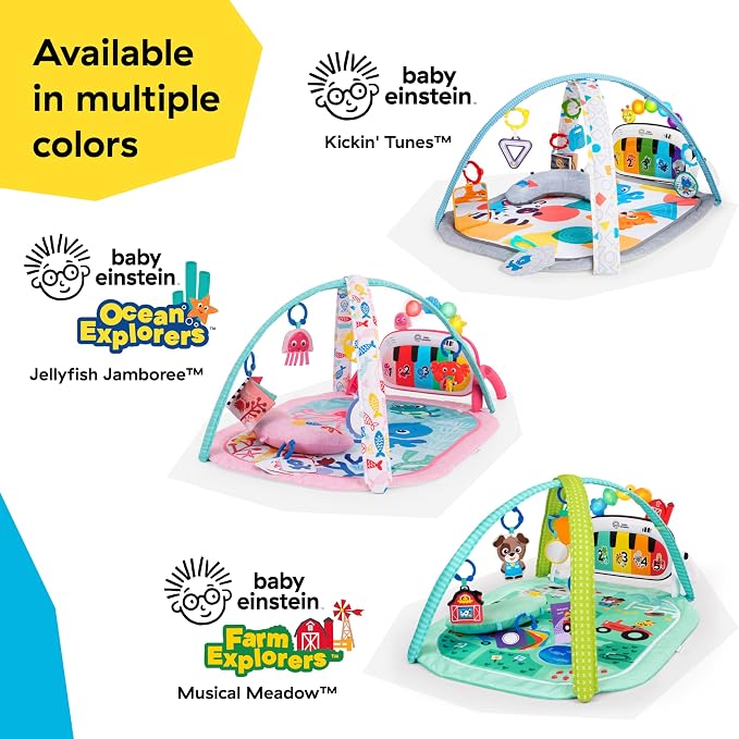Baby Einstein Ocean Explorers 4-in-1 Kickin Tunes Jellyfish Jamboree Music & Language Discovery Gym, Pink, Ages 0 Months and Up