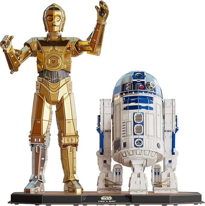 4D Build, Star Wars C-3PO & R2-D2 3D Model Kit with Stand, Star Wars Collectibles & Desk Décor, Adult Puzzles, Building Toys, 3D Puzzles for Adults & Teens, 416 Pieces, for Ages 12 & Up
