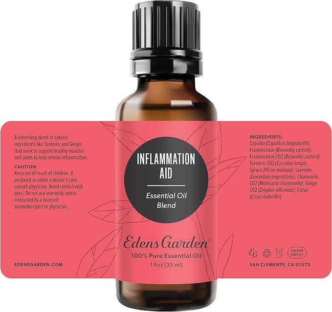 Edens Garden Inflammation Aid Essential Oil Blend- 100% Pure Premium Grade, Undiluted, Natural, Therapeutic, Aromatherapy, The Best for Skin, Face, Humidifiers 30 ml (1 fl oz)