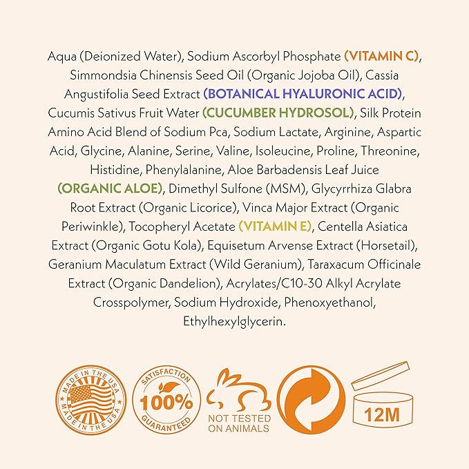 Eve Hansen Vitamin C Eye Gel Under Eye Cream for Dark Circles and Puffiness - Anti-Aging Repair Cream with Hyaluronic Acid - Rejuvenating Treatment for All Skin Types - Brightening - 1 oz