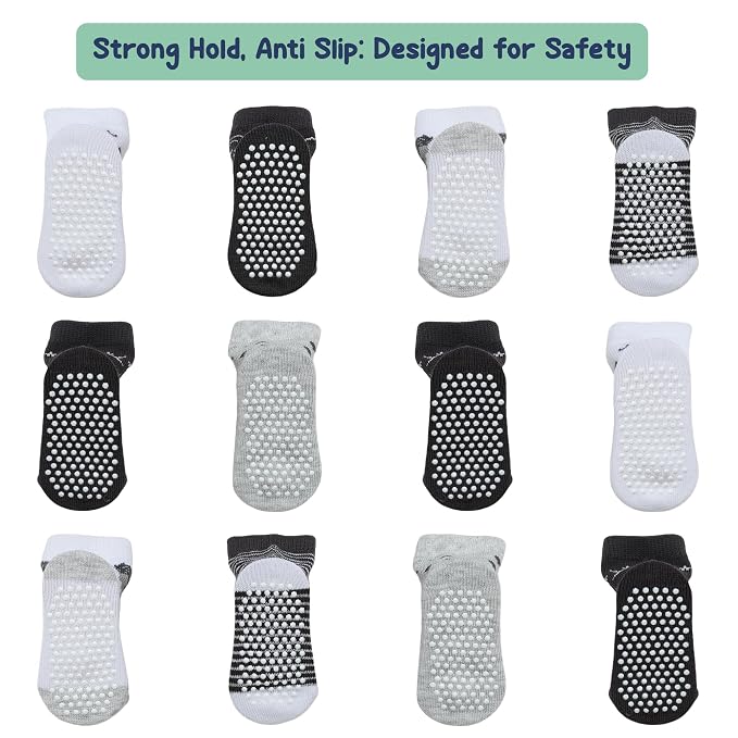 Mother's Choice Organic Cotton Baby Socks 6-12 Months - 12 pairs Soft and Cozy Girls and Boys Sock, Gentle Newborn Socks, Ideal For Baby Registry Infant Footwear and Little Feet Comfort